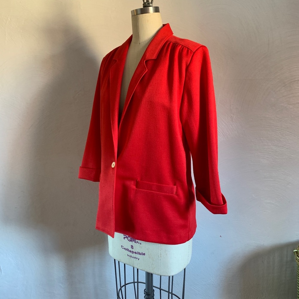 Vintage Red Single Button Lightweight Blazer Toma… - image 2